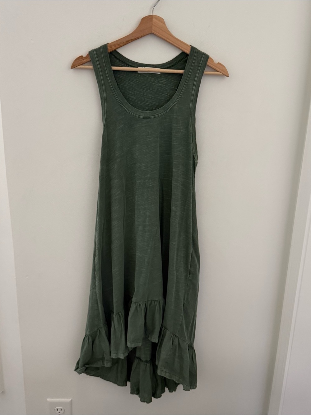 Mustard Seed Cotton Tank Dress Sleeveless Green S High Low